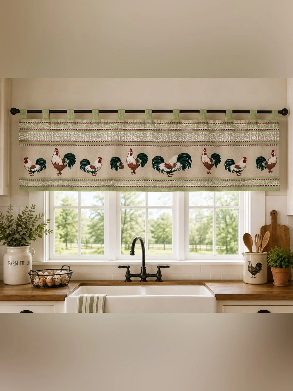 Rustic Valance Vintage Better Homes & Gardens Kitchen Rooster Chicken Cotton 60”
